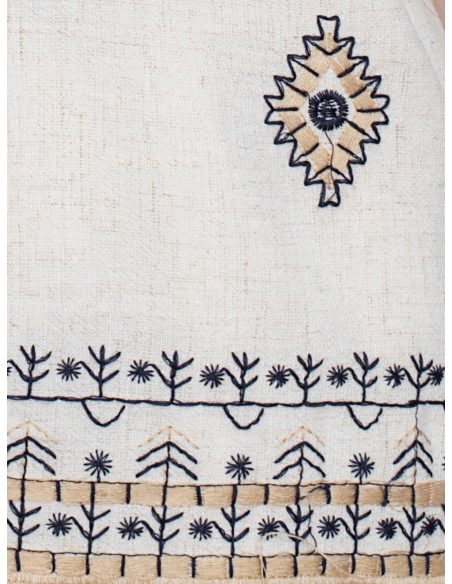 Blusa lino estampado étnico y cenefa