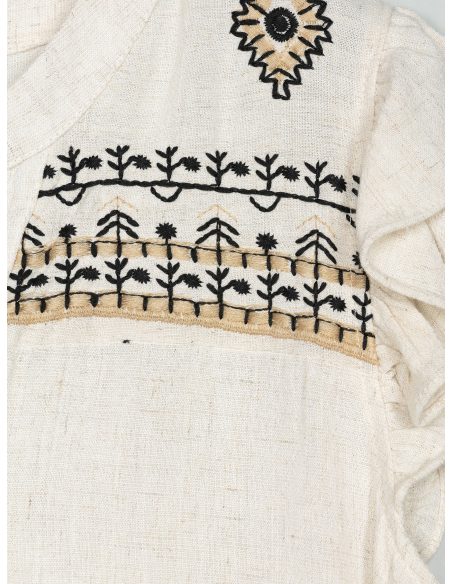 Camicetta in lino con volant ricamati