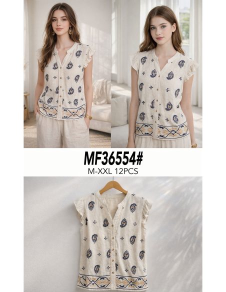 Blusa sin mangas lino estampada paisley