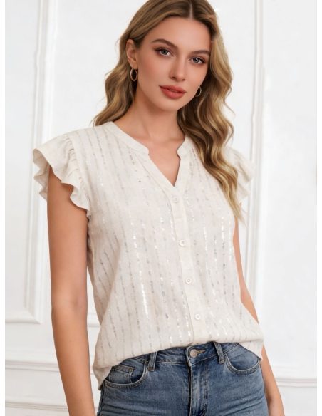 Blusa lino lentejuelas y botones