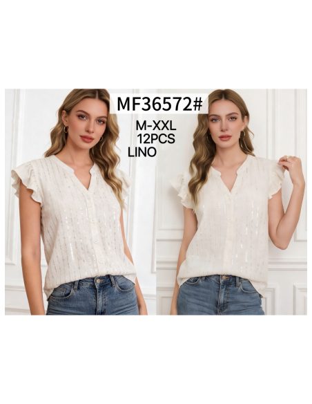 Blusa lino lentejuelas y botones