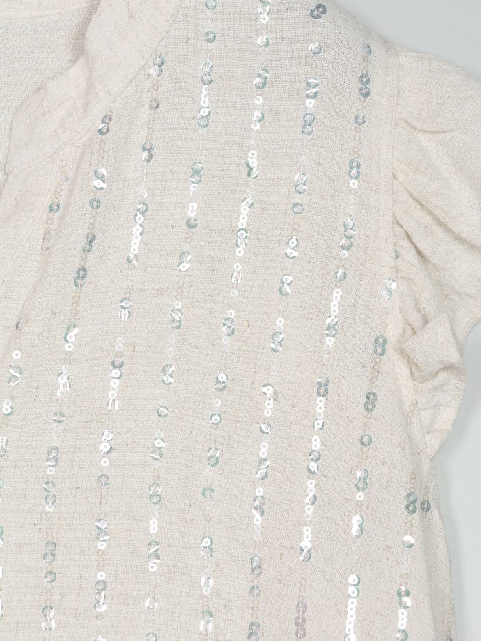 Blusa lino lentejuelas y botones