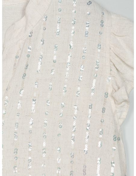 Blusa lino lentejuelas y botones
