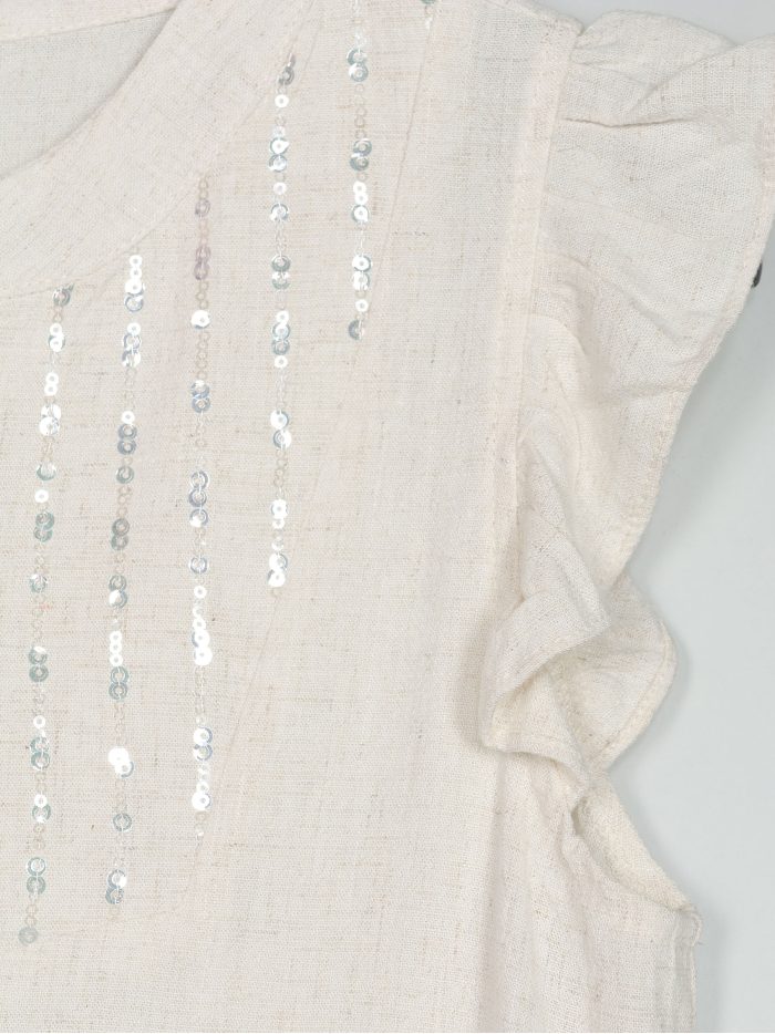 Leinenbluse mit Pailletten