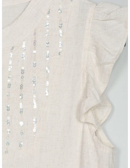 Leinenbluse mit Pailletten