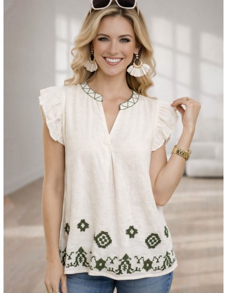 Blusa lino con bordado