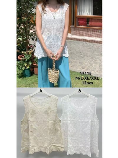 Blusa sin mangas bordada de encaje con bajo festoneado 2