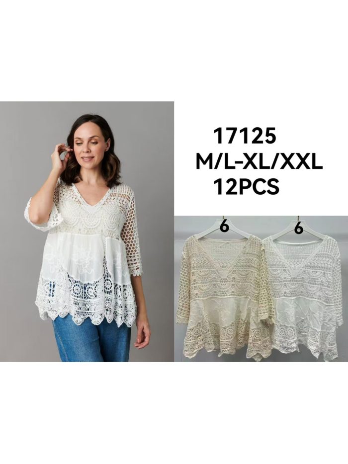 Blusa de crochet con escote pico