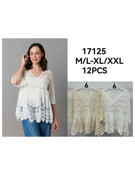 Blusa de crochet con escote pico