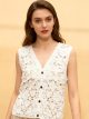 Floral crochet button-up vest
