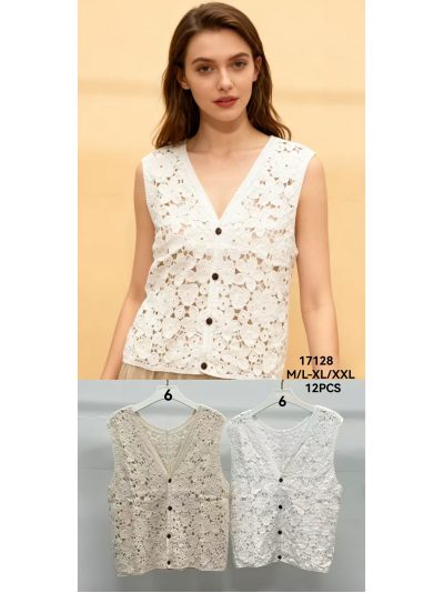 Chaleco de crochet floral con botones 2