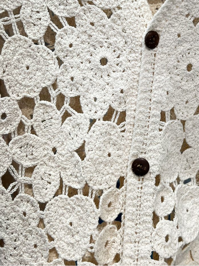 Floral crochet button-up vest