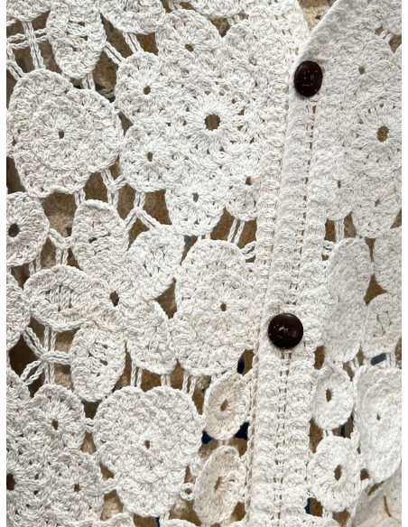 Floral crochet button-up vest