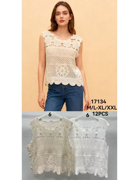 Top de crochet calado geométrico