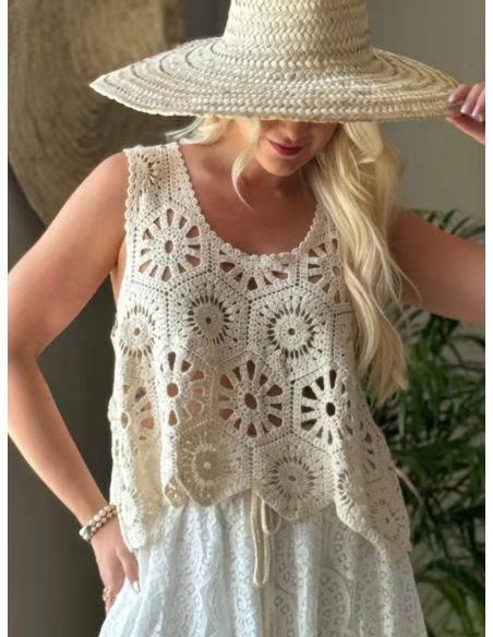 haut en crochet ajouré