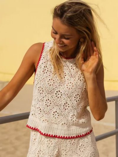 Top de crochet ribete contraste