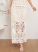 Saia longa de crochê floral