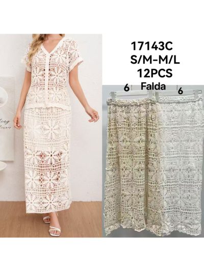 Falda larga de crochet calado floral 2