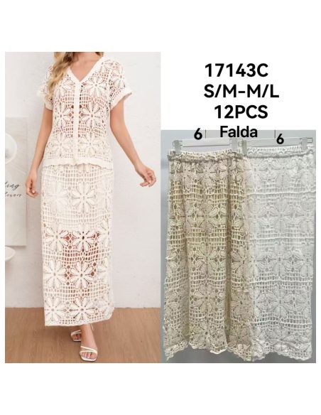 Saia longa de crochê floral