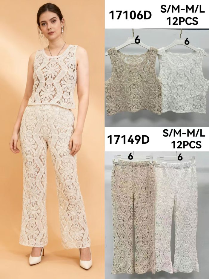 Pantalón flare de crochet calado