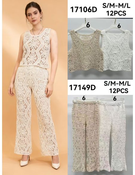 Pantalón flare de crochet calado