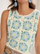 Crochet flower patchwork crop top