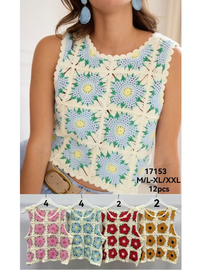 Crochet flower patchwork crop top