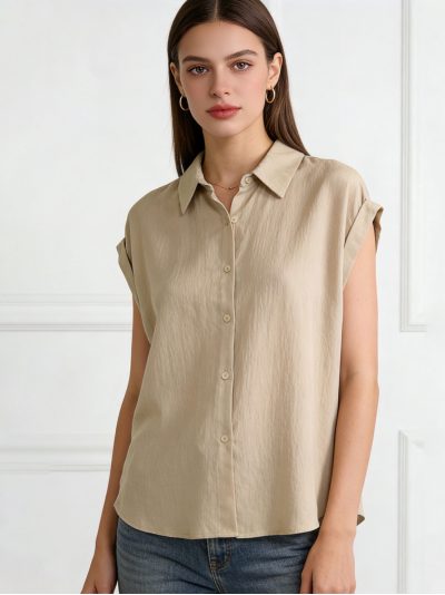 Camisa sin mangas fluida y botones