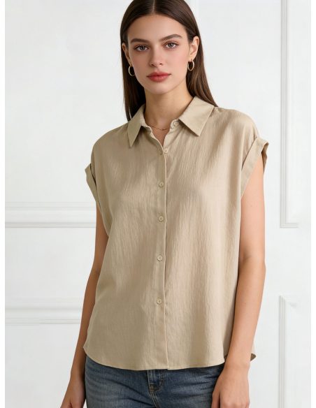 Camisa sin mangas fluida y botones