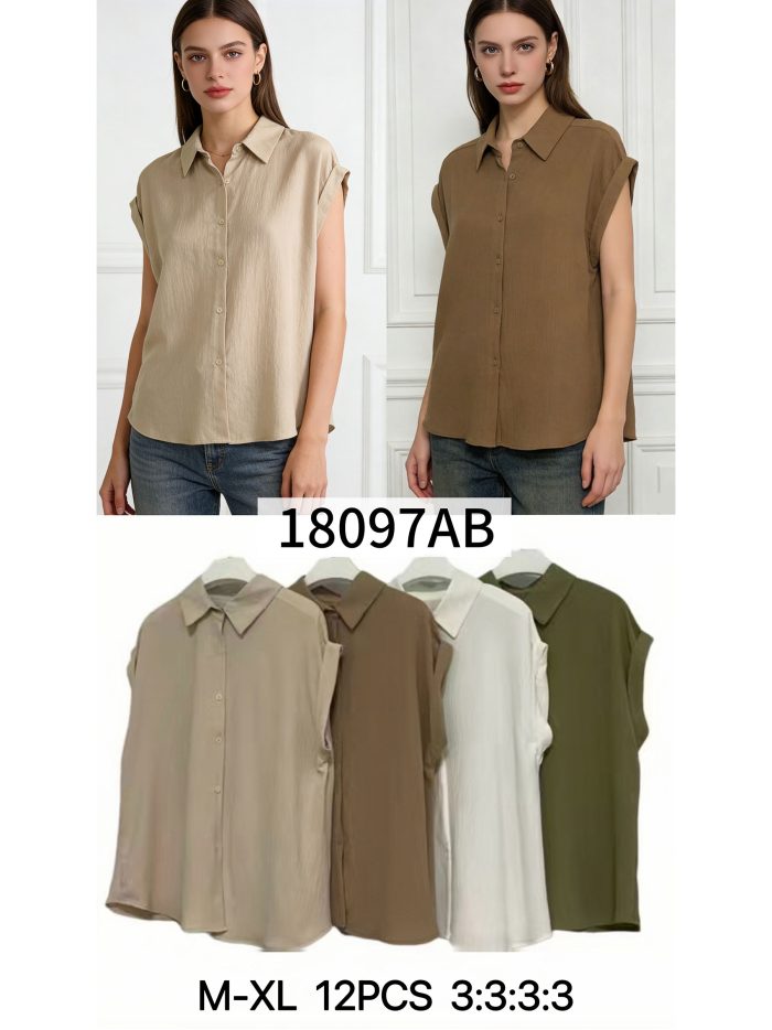 Camisa sin mangas fluida y botones