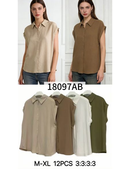 Camisa sin mangas fluida y botones