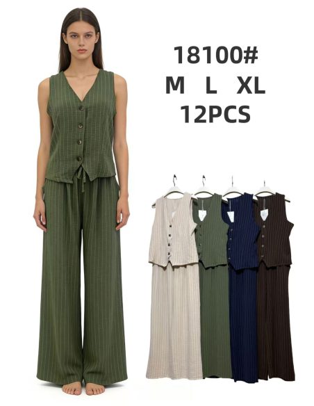 Two-piece striped set: vest & flowy trousers