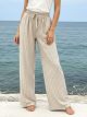 Pantalon fluide rayé avec cordon de serrage
