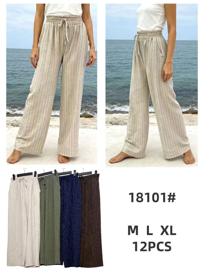 Pantalon fluide rayé avec cordon de serrage