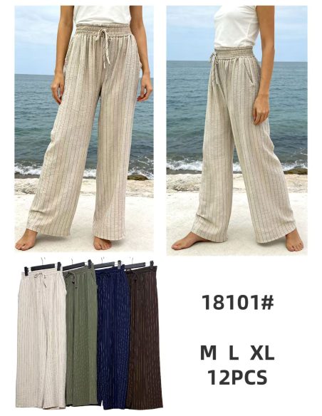 Pantalon fluide rayé avec cordon de serrage