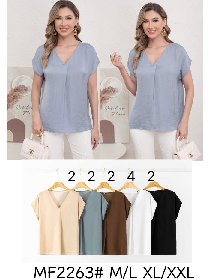 Blusa effetto seta con scollo a V