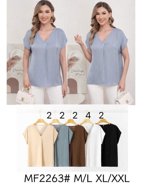 Blusa effetto seta con scollo a V