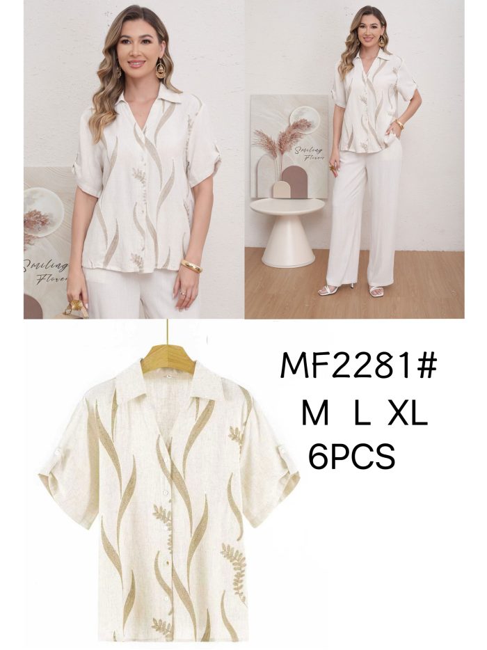 Camisa bordada efecto lino