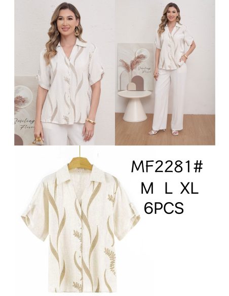 Camisa bordada efecto lino