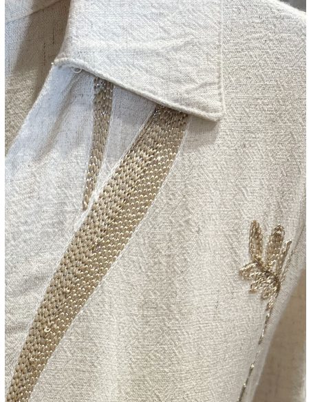Camisa bordada efecto lino