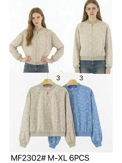 Cazadora bomber efecto lino con estampado floral 2