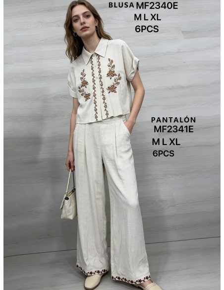 Camisa de lino bordada