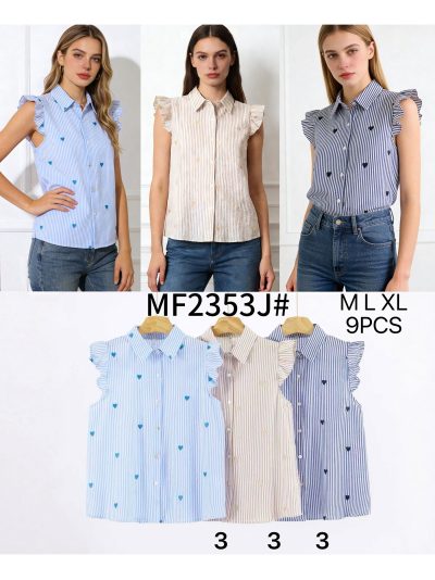 Camisa sin mangas de rayas con corazones bordados 2