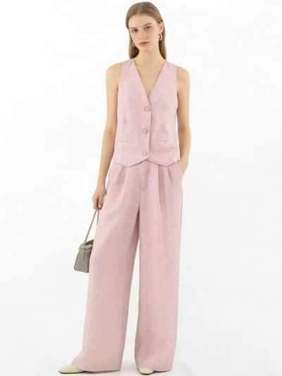 Completo effetto lino: gilet e pantaloni