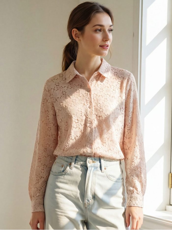 Camisa de encaje floral