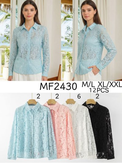 Camisa elástica de encaje floral  2