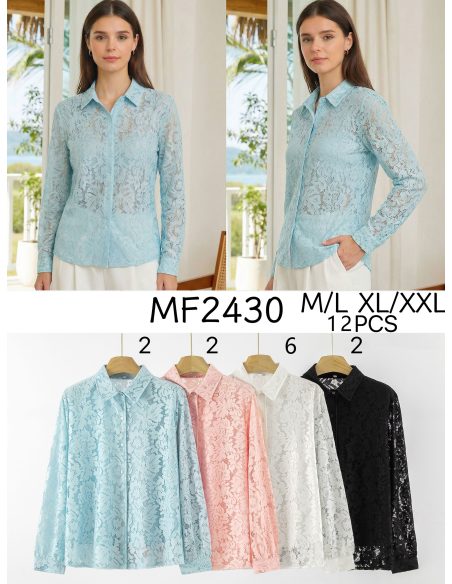 Camisa elástica de encaje floral 