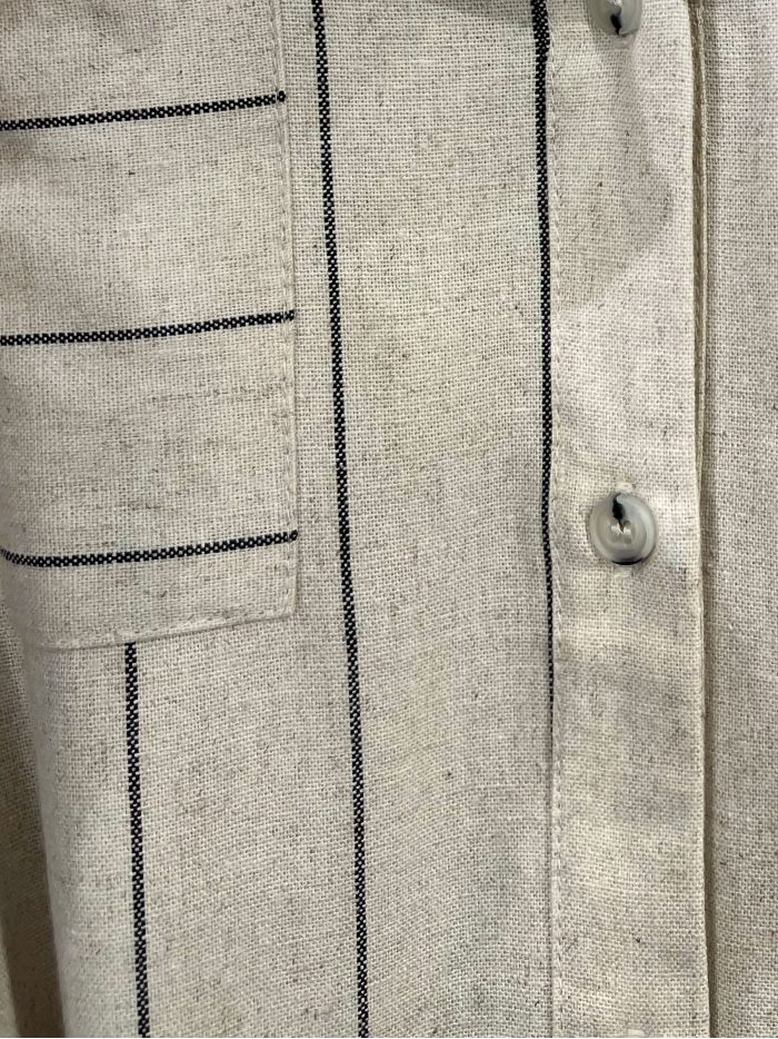 Vestido camisero midi de rayas con cinturón