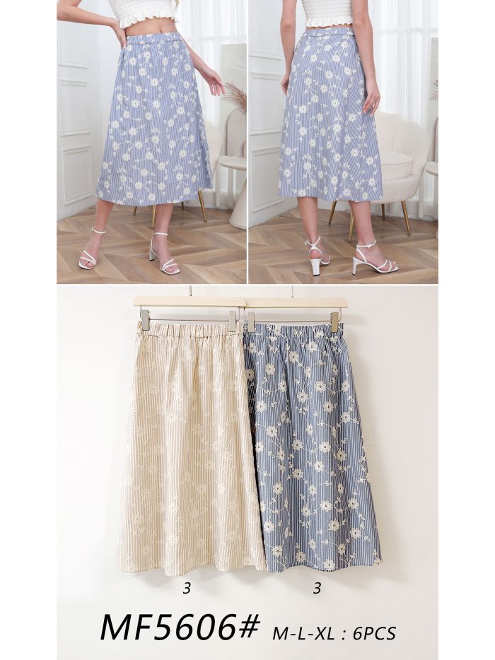 Midirock mit Blumenstickerei