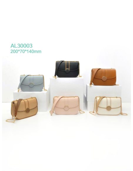 Bolso bandolera con cadena y cierre redondo